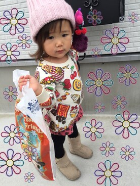 「e.a.B（エーアーベー）のアイテム（パンツ）」を使った、りーぬ@おすし。さん（キッズ・80cm）の秋コーディネート