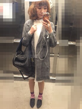 「Happy Socks（ハッピーソックス）のアイテム（ソックス/靴下、パープル系）」を使った、Gyokumeiさん（レディース・169cm）の秋コーディネート