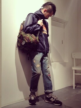 「rehacer（レアセル）のアイテム（マウンテンパーカー）」を使った、kskkatagiriさん（メンズ・174cm）の春コーディネート