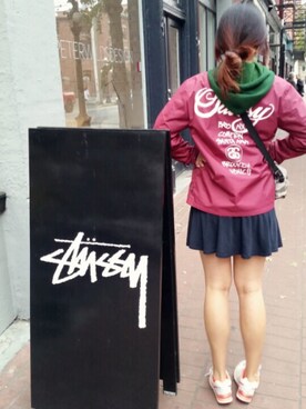 「STUSSY（ステューシー）のアイテム（ナイロンジャケット）」を使った、Rikasonさん（レディース・169cm）の秋コーディネート