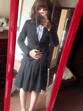 「アイテム（スーツスカート、ブラック系）」を使った、Kさん（レディース・151cm）の春コーディネート