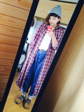 「used mix」｜「アイテム（シャツワンピース）」を使った、きむねぇさん（レディース・170cm）の秋コーディネート
