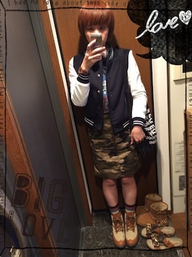 「ROPE' PICNIC（ロペピクニック）のアイテム（スタジャン）」を使った、mochiさん（レディース・163cm）の秋コーディネート