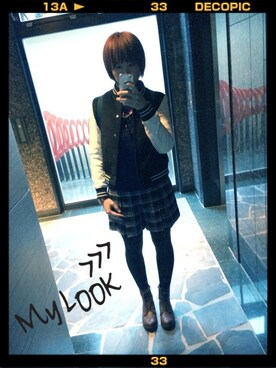 「ROPE' PICNIC（ロペピクニック）のアイテム（スタジャン）」を使った、mochiさん（レディース・163cm）の秋コーディネート
