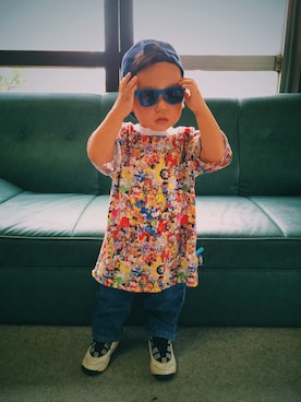 「flake（フレーク）のアイテム（トップス）」を使った、MUGさん（キッズ・80cm）の夏コーディネート