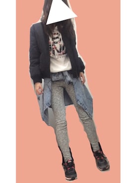 「CECIL McBEE（セシルマクビー）のアイテム（ナイロンジャケット）」を使った、あべちゃんさん（レディース・161cm）の冬コーディネート