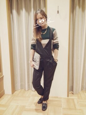 「Te chichi（テチチ）のアイテム（サロペット/オーバーオール）」を使った、natsukichiさん（レディース・157cm）の秋コーディネート