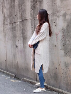 「ニットロングカーデ」｜shesigns♡さん（レディース・161cm）の春コーディネート