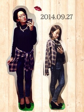 Gu チェックシャツ ルーズフィット 長袖 ｂを使ったレディース人気ファッションコーディネート Wear