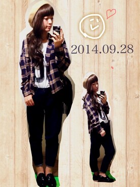 Gu チェックシャツ ルーズフィット 長袖 ｂを使ったレディース人気ファッションコーディネート Wear