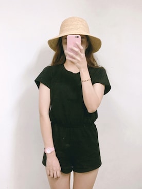 「CASIO」｜「アイテム（オールインワン・サロペット）」を使った、hyeさん（レディース・158cm）の夏コーディネート