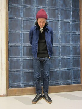 「Denime（ドゥニーム）のアイテム（ブルゾン）」を使った、sawadaさん（メンズ・175cm）の冬コーディネート