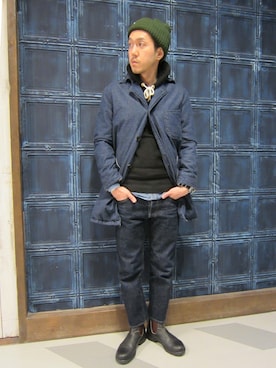 「Denime（ドゥニーム）のアイテム（ダウンジャケット/コート）」を使った、sawadaさん（メンズ・175cm）の冬コーディネート