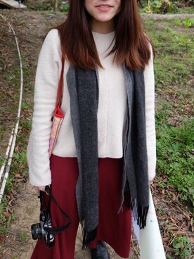 「GLOBAL WORK（グローバルワーク）のアイテム（ネックウォーマー/スヌード）」を使った、iknahcさん（レディース・158cm）の春コーディネート