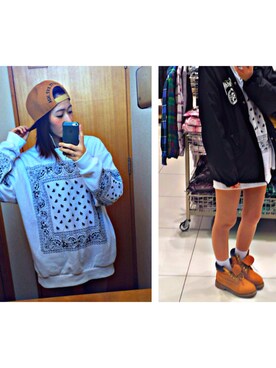 「STUSSY（ステューシー）のアイテム（ナイロンジャケット）」を使った、ℳ さん（レディース・160cm）の冬コーディネート