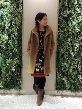 「Paradise Picnic（パラダイスピクニック）のアイテム（その他アウター）」を使った、ayakoさん（レディース・161cm）の冬コーディネート