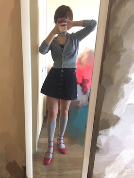 「ZARA（ザラ）のアイテム（サンダル、レッド系）」を使った、仲草莓さん（レディース・160cm）の夏コーディネート