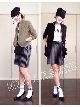 「ニット帽コーデ」｜「アイテム（ブルゾン）」を使った、IKUmamaさん（レディース・160cm）の春コーディネート