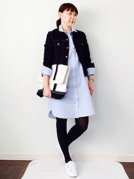 「春ワンピ」｜「アイテム（デニムジャケット）」を使った、IKUmamaさん（レディース・160cm）の春コーディネート