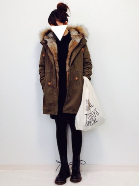 「URBAN RESEARCH（アーバンリサーチ）のアイテム（モッズコート）」を使った、IKUmamaさん（レディース・160cm）の冬コーディネート
