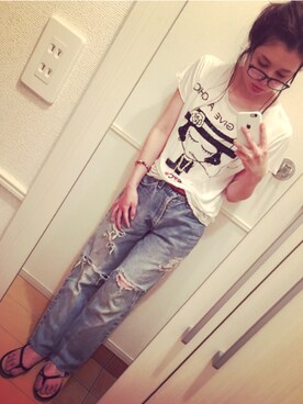 「H&M（エイチ・アンド・エム）のアイテム（ビーチサンダル）」を使った、りんさん（レディース・154cm）の夏コーディネート