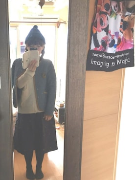 「Ne-net（ネネット）のアイテム（ノーカラージャケット）」を使った、ゆき♡さん（レディース・163cm）の冬コーディネート