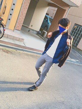 「デニムシャツ」｜「H&M（エイチ・アンド・エム）のアイテム（ジャケット/アウター）」を使った、あおさん（メンズ・173cm）の春コーディネート