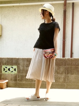 「present（プレゼント）のアイテム（ブレスレット）」を使った、ひめもんさん（レディース・153cm）の春コーディネート