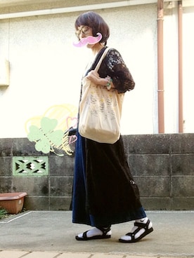 「present（プレゼント）のアイテム（ブレスレット）」を使った、ひめもんさん（レディース・153cm）の春コーディネート