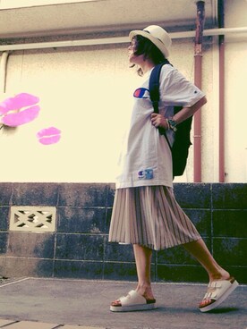 「present（プレゼント）のアイテム（ブレスレット）」を使った、ひめもんさん（レディース・153cm）の夏コーディネート