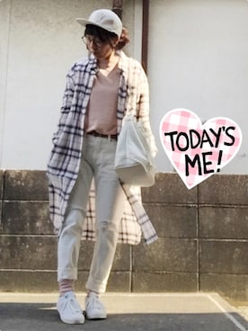 「服バカ」｜「アイテム（シャツワンピース）」を使った、ひめもんさん（レディース・153cm）の春コーディネート