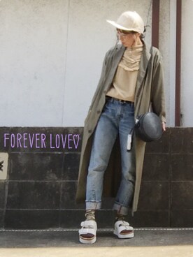 「服バカ」｜「アイテム（ステンカラーコート）」を使った、ひめもんさん（レディース・153cm）の春コーディネート