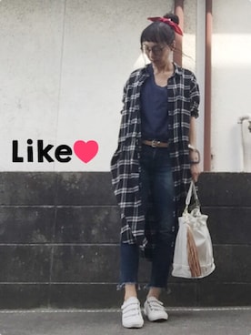 「服バカ」｜「アイテム（シャツワンピース）」を使った、ひめもんさん（レディース・154cm）の春コーディネート