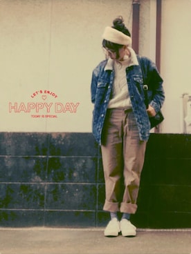 「服バカ」｜「アイテム（デニムジャケット）」を使った、ひめもんさん（レディース・153cm）の冬コーディネート