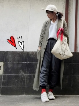 「服バカ」｜「アイテム（ステンカラーコート）」を使った、ひめもんさん（レディース・153cm）の春コーディネート
