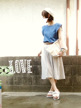 「present（プレゼント）のアイテム（ブレスレット）」を使った、ひめもんさん（レディース・153cm）の夏コーディネート