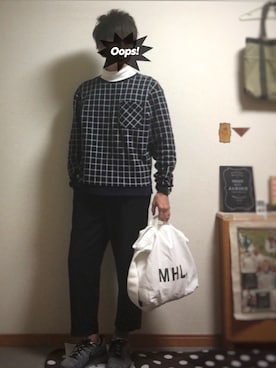 「H.O.B（エイチオービー）のアイテム（パンツ）」を使った、ならしょうさん（メンズ・169cm）の秋コーディネート