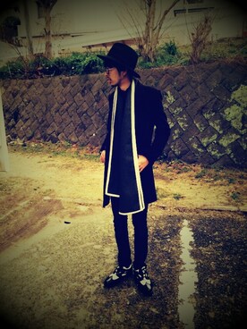 「Ann DEMEULEMEESTER（アンドゥムルメステール）のアイテム（ジャケット/アウター）」を使った、どぶをさん（メンズ・182cm）の冬コーディネート