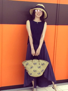 「LANVIN collection（ランバン コレクション）のアイテム（帽子）」を使った、Fangさん（レディース・164cm）の夏コーディネート