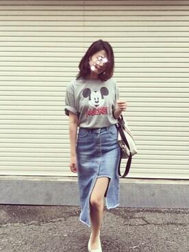 「STYLENANDA（スタイルナンダ）のアイテム（デニムスカート）」を使った、Fangさん（レディース・164cm）の秋コーディネート