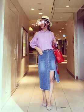 「STYLENANDA（スタイルナンダ）のアイテム（デニムスカート）」を使った、Fangさん（レディース・164cm）の秋コーディネート