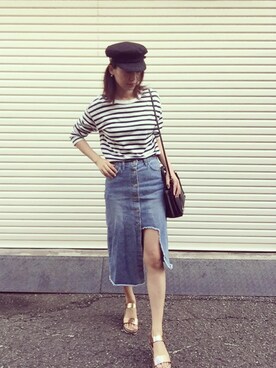 「STYLENANDA（スタイルナンダ）のアイテム（デニムスカート）」を使った、Fangさん（レディース・164cm）の秋コーディネート