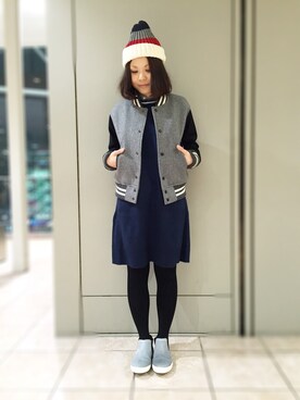 「SCHOTT」｜「アイテム（ワンピース/ドレス）」を使った、キムラアスミさん（レディース・156cm）の冬コーディネート