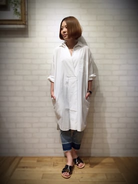 「アイテム（シャツワンピース）」を使った、キムラアスミさん（レディース・156cm・20代）の夏コーディネート