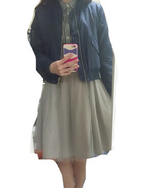 「SPIRALGIRL（スパイラルガール）のアイテム（ブルゾン）」を使った、YMさん（レディース・165cm）の春コーディネート