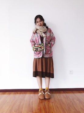 「森系」｜周熙熙さん（レディース・166cm）の秋コーディネート