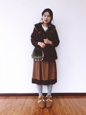 「森系」｜周熙熙さん（レディース・166cm）の秋コーディネート
