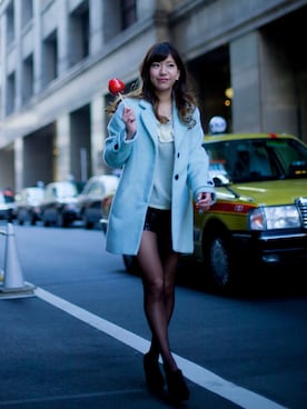 「サックスブルー」｜「アイテム（ブーティ）」を使った、山口真由さん（レディース・162cm）の秋コーディネート
