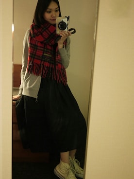 「タータンチェック」｜あべみすずさん（レディース・164cm）の冬コーディネート