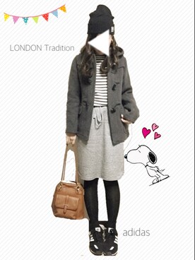 「JOURNAL STANDARD relume（ジャーナルスタンダード　レリューム）のアイテム（ダッフルコート）」を使った、n a c h i さん（レディース・163cm）の冬コーディネート